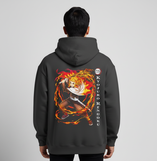 Oversized Men's Hoodies - Demon slayer - Flame Hashira Rengoku